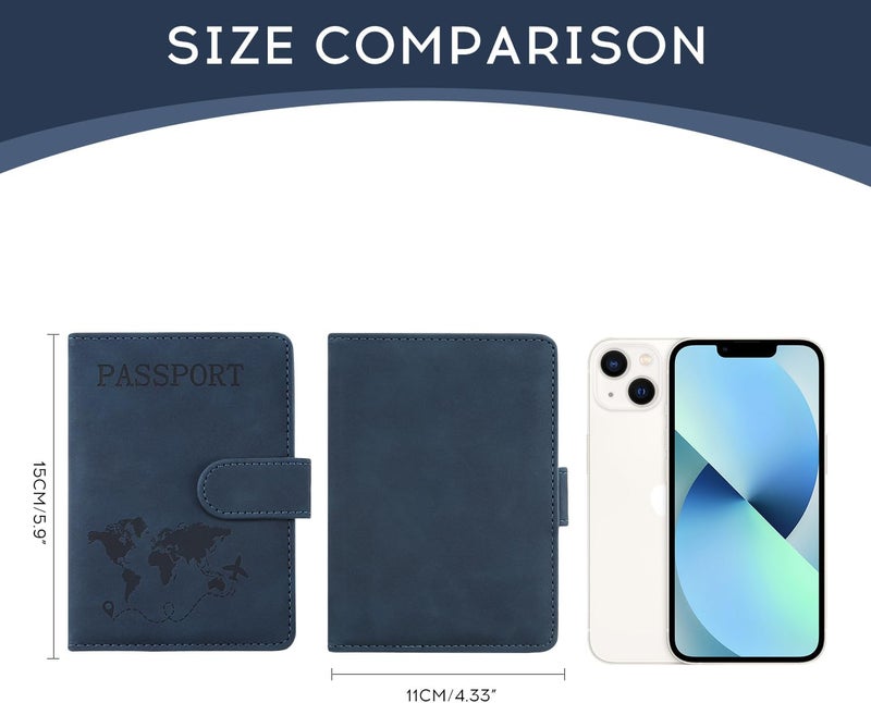 ILIYAH -Passport Cover-Passport Holder Travel Wallet-RFID Blocking Passport Case Travel Accessories Card Holder Wallet Unisex Travel Gifts(Navy) - Image 2